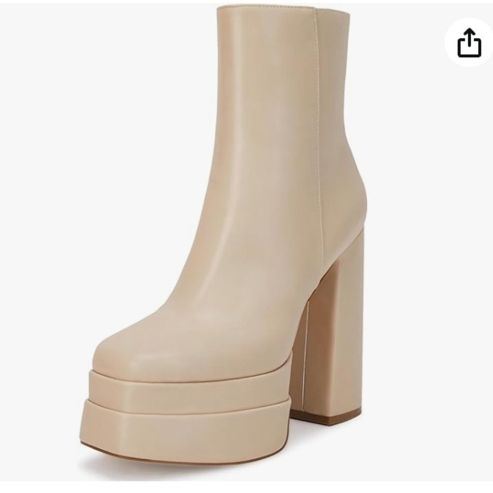 Women's Platform Beige Ankle Boots